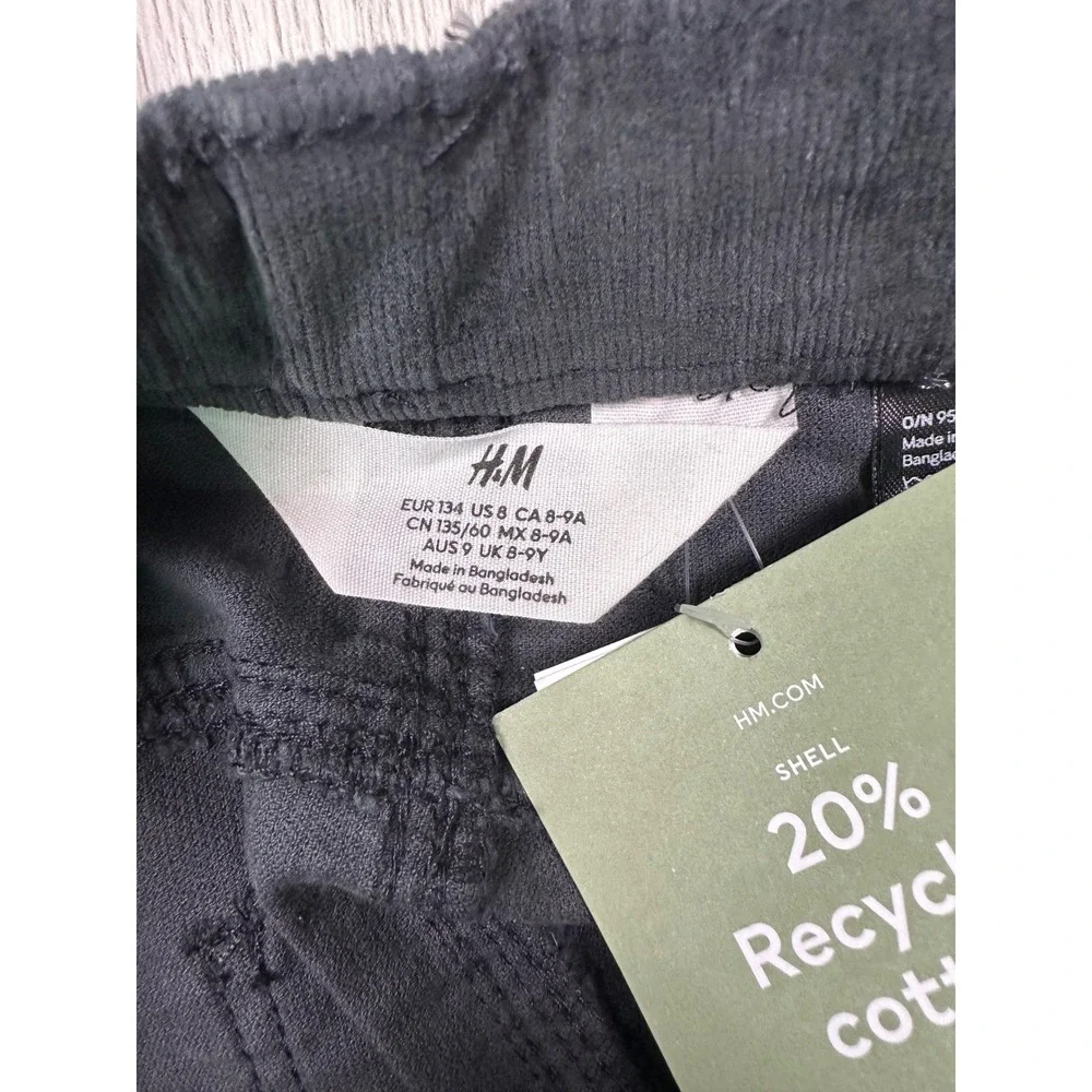 HM Kids‎ black Corduroy Pull On Leggings Adjustable Waist Size 8 8-9Y